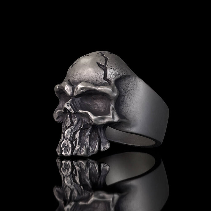 Dark Crack 925 Sterling Silver Skull Ring | RoyalLuster.com