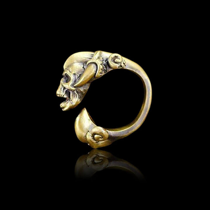 Dark Gothic Paw Brass 925 Sterling Silver Skull Ring