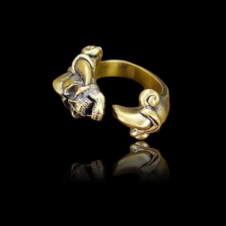 Dark Gothic Paw Brass 925 Sterling Silver Skull Ring