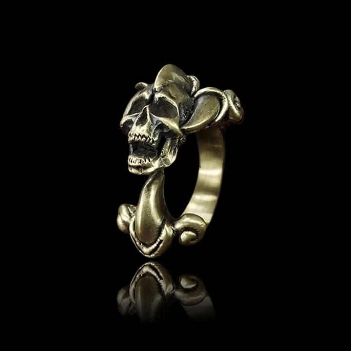 Dark Gothic Paw Brass 925 Sterling Silver Skull Ring