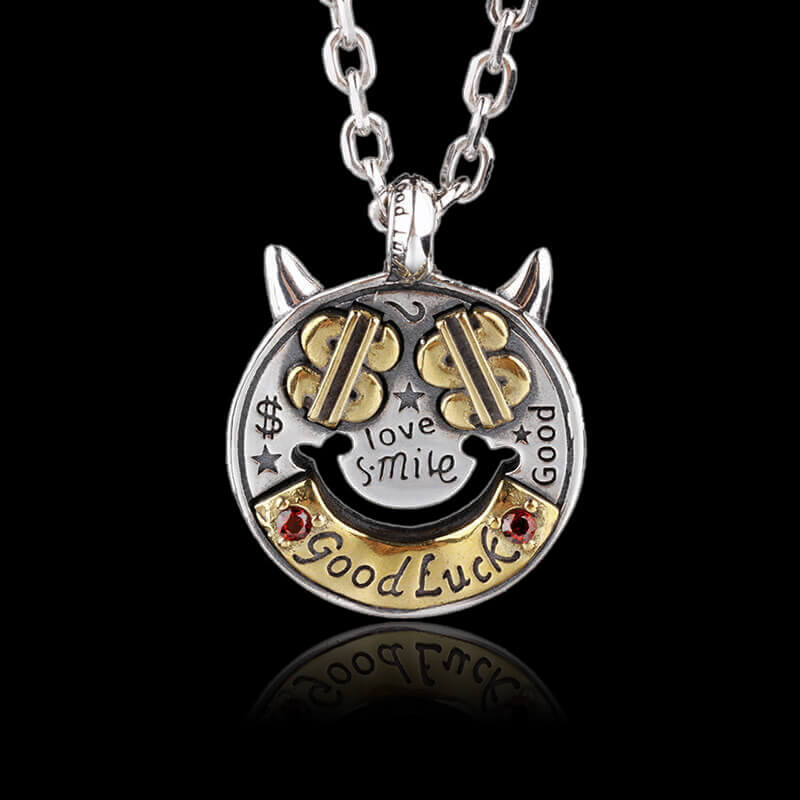 Demon Dollar Sign 925 Sterling Silver Pendant 01 | RoyalLuster.com