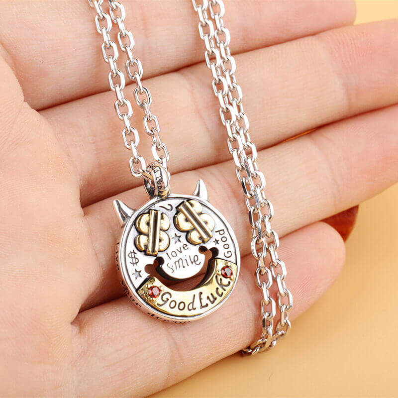 Demon Dollar Sign 925 Sterling Silver Pendant 02 | RoyalLuster.com