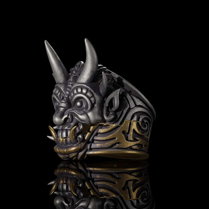 Demon Oni Mask 925 Sterling Silver Ring