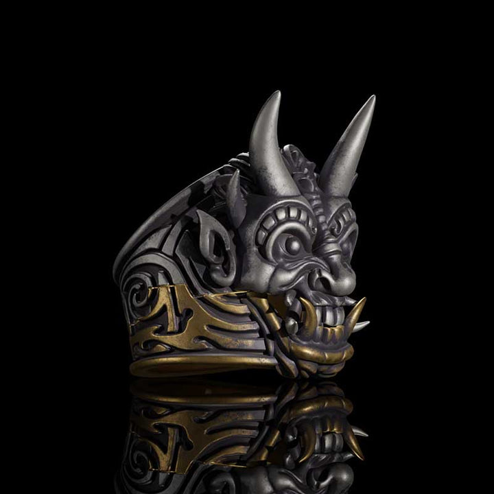 Demon Oni Mask 925 Sterling Silver Ring