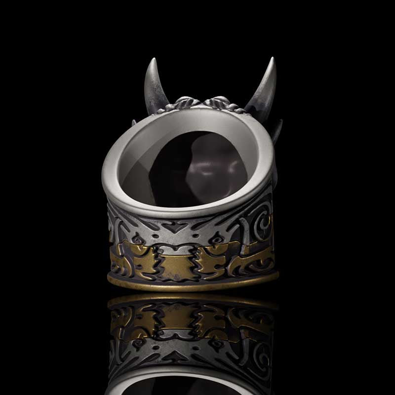 Demon Oni Mask 925 Sterling Silver Ring