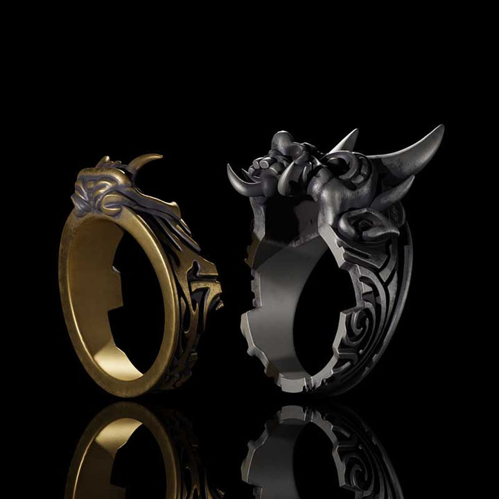 Demon Oni Mask 925 Sterling Silver Ring