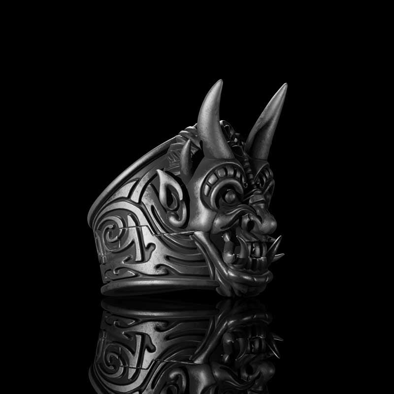Demon Oni Mask 925 Sterling Silver Ring