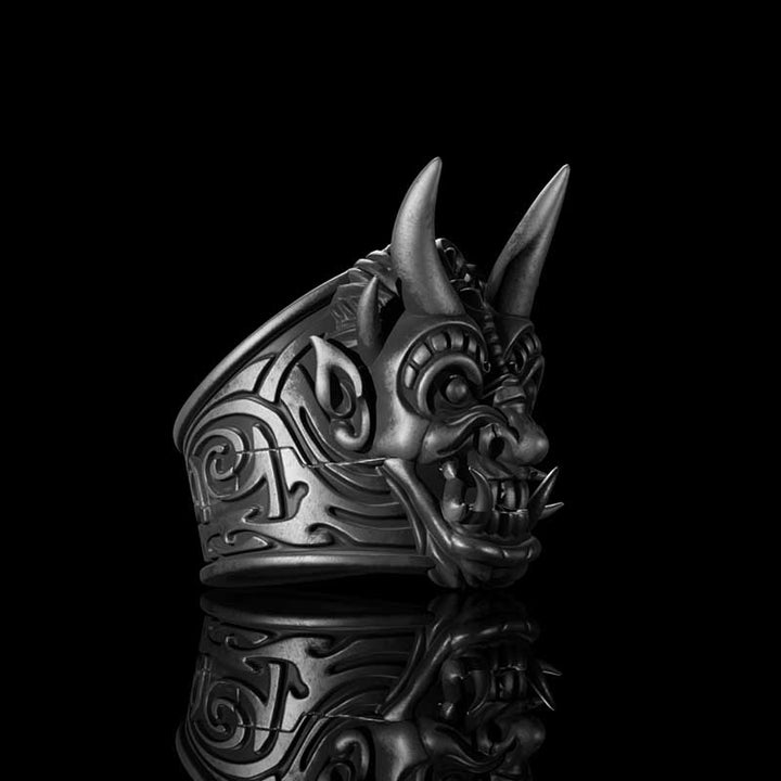 Demon Oni Mask 925 Sterling Silver Ring