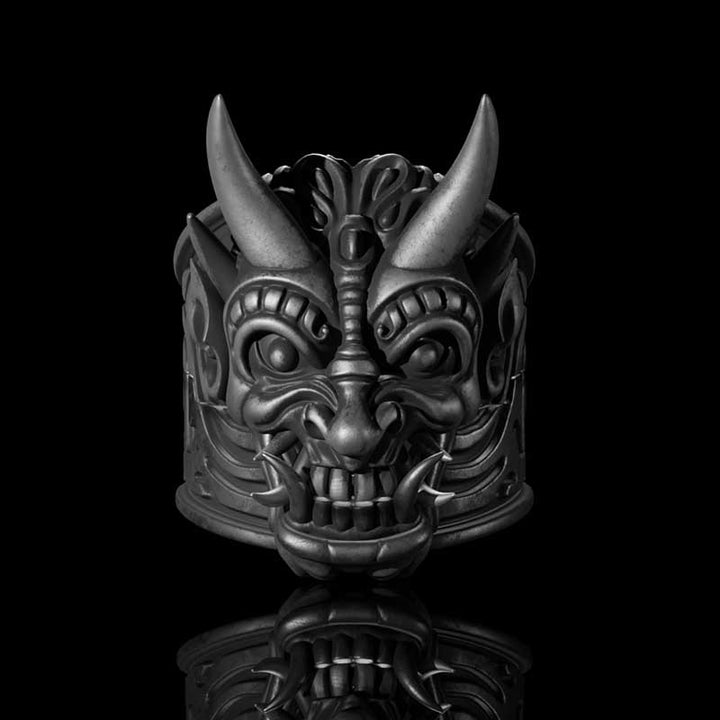 Demon Oni Mask 925 Sterling Silver Ring