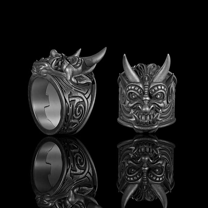 Demon Oni Mask 925 Sterling Silver Ring