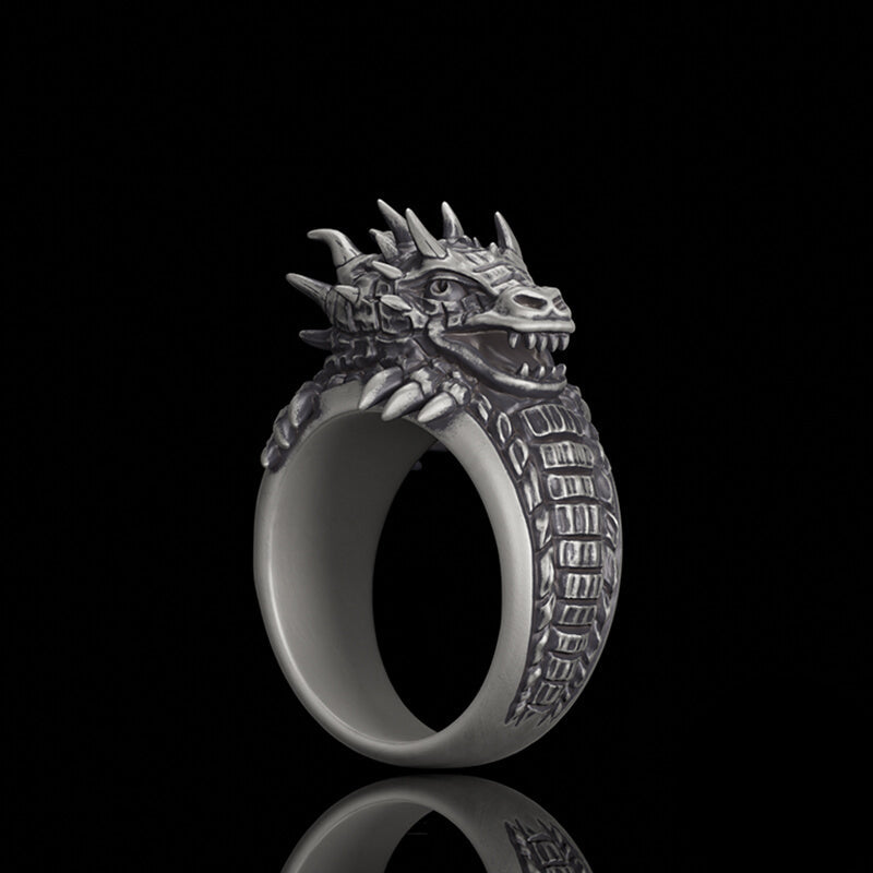 Demonic Dragon Sterling Silver Ring | RoyalLuster.com