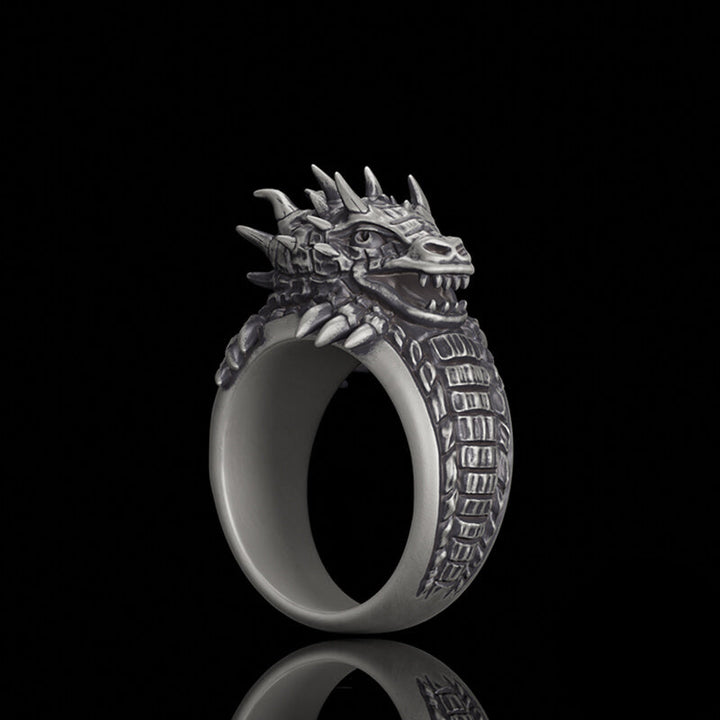 Demonic Dragon Sterling Silver Ring | RoyalLuster.com