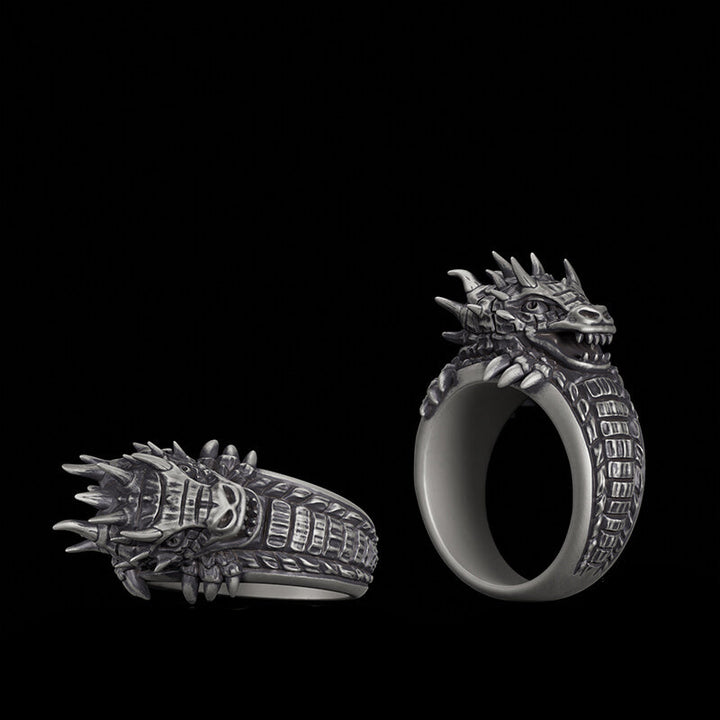 Demonic Dragon Sterling Silver Ring | RoyalLuster.com