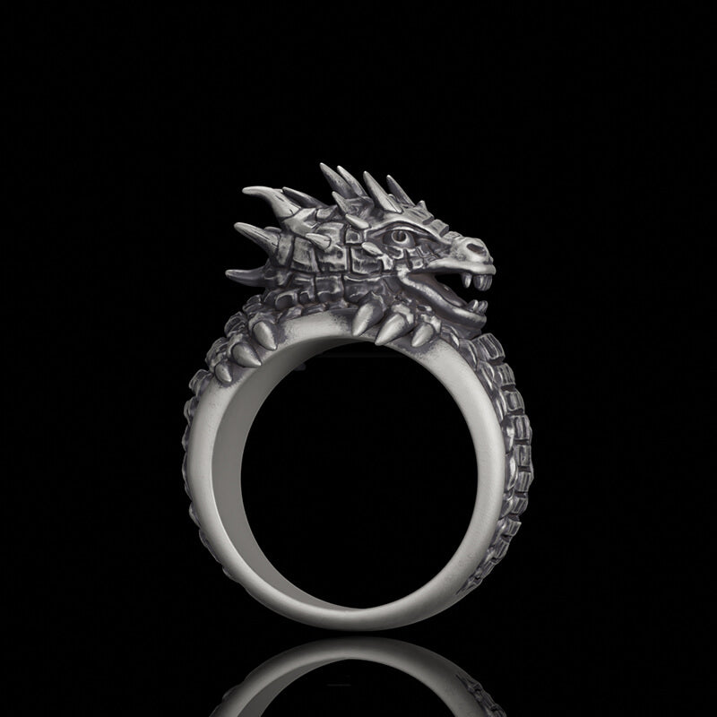 Demonic Dragon Sterling Silver Ring | RoyalLuster.com