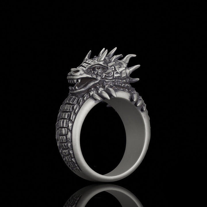 Demonic Dragon Sterling Silver Ring | RoyalLuster.com