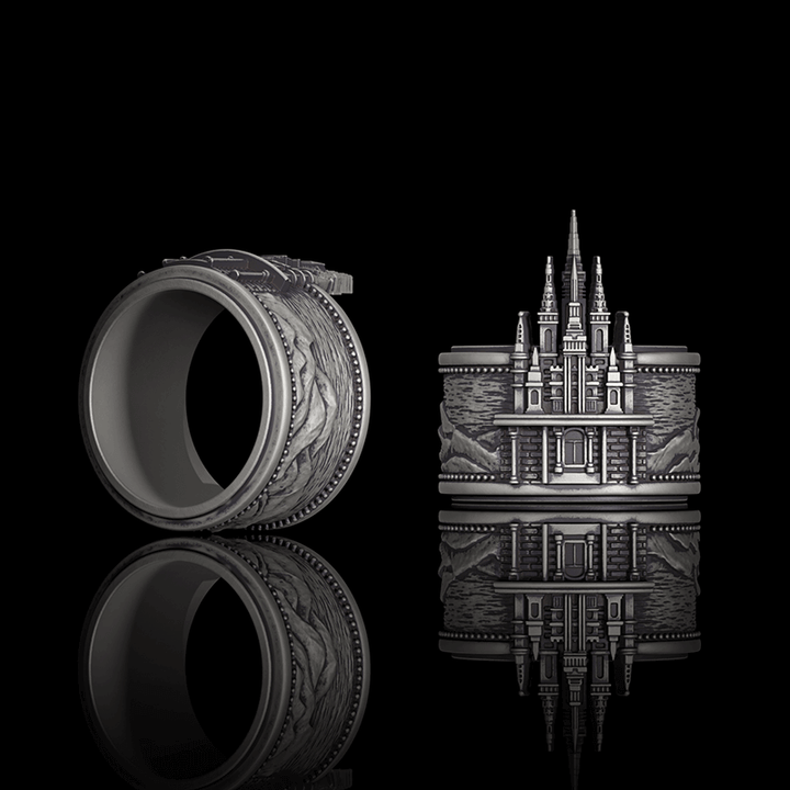 Detailed Castle Design Sterling Silver Ring | RoyalLuster.com