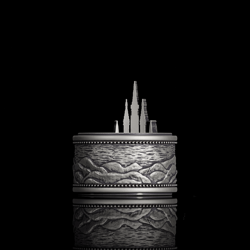 Detailed Castle Design Sterling Silver Ring