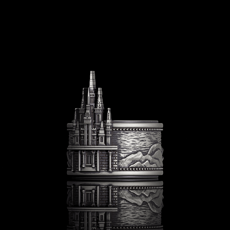 Detailed Castle Design Sterling Silver Ring | RoyalLuster.com