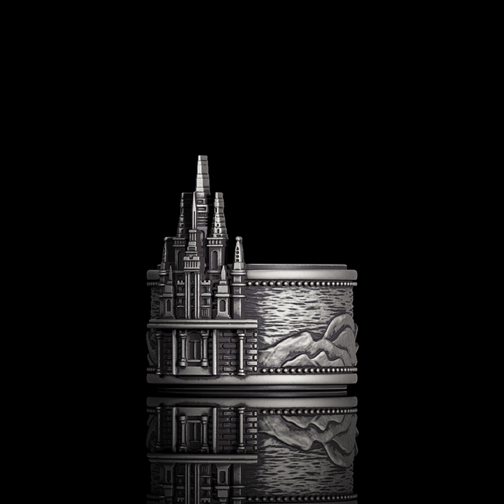 Detailed Castle Design Sterling Silver Ring | RoyalLuster.com