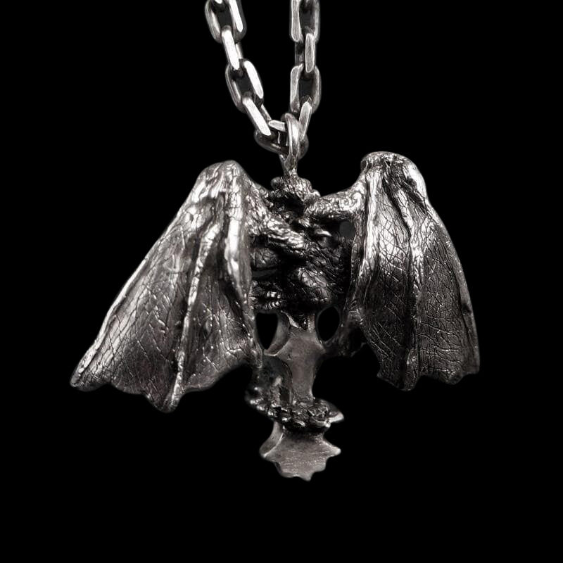 Devil Dragon Skull Cross 925 Sterling Silver Pendant