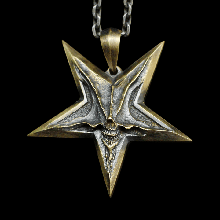 Devil Satan Smile 925 Sterling Silver Brass Pentagram Pendant