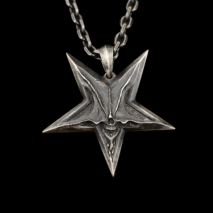 Devil Satan Smile 925 Sterling Silver Brass Pentagram Pendant