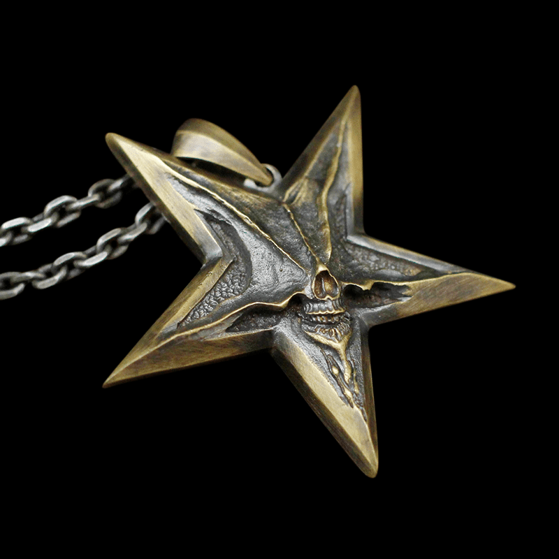 Devil Satan Smile 925 Sterling Silver Brass Pentagram Pendant