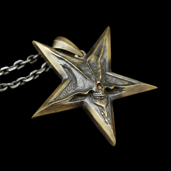 Devil Satan Smile 925 Sterling Silver Brass Pentagram Pendant