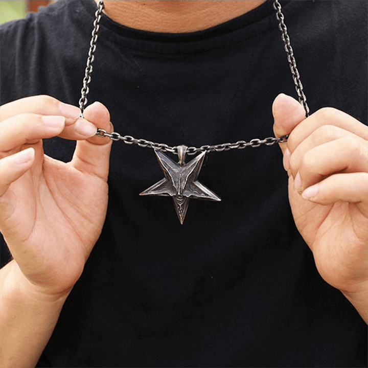 Devil Satan Smile 925 Sterling Silver Brass Pentagram Pendant