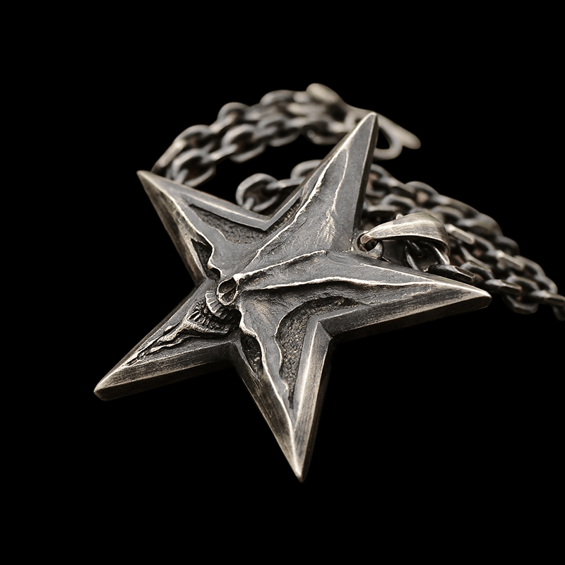 Devil Satan Smile 925 Sterling Silver Brass Pentagram Pendant