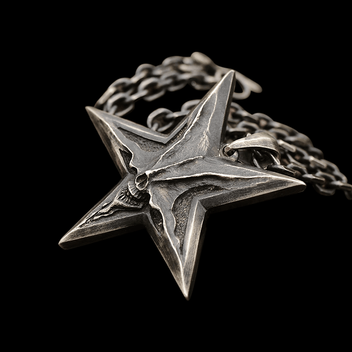 Devil Satan Smile 925 Sterling Silver Brass Pentagram Pendant