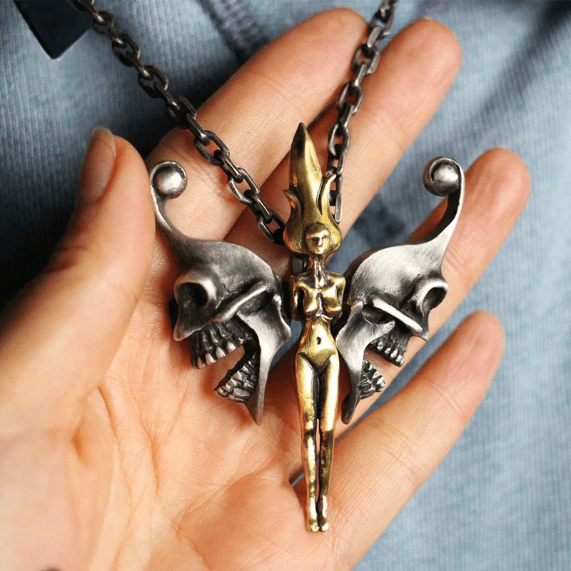 Devil Skull Butterfly Fairy 925 Sterling Silver Pendant