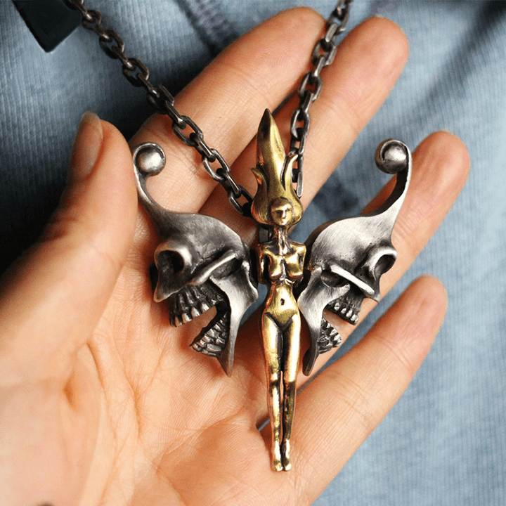 Devil Skull Butterfly Fairy 925 Sterling Silver Pendant