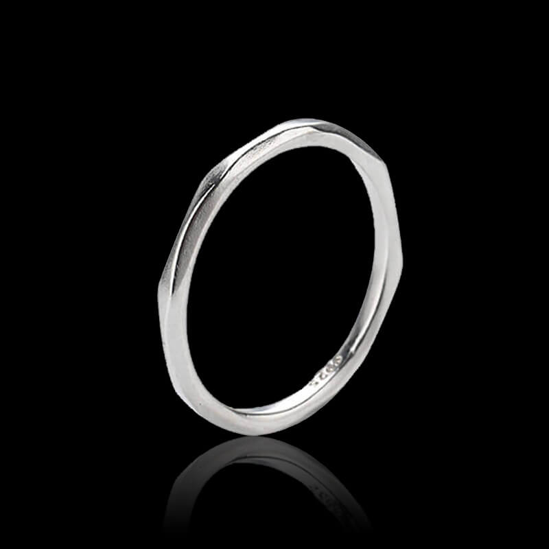 Diamond-Faceted 925 Sterling Silver Couple Ring 01 | RoyalLuster.com
