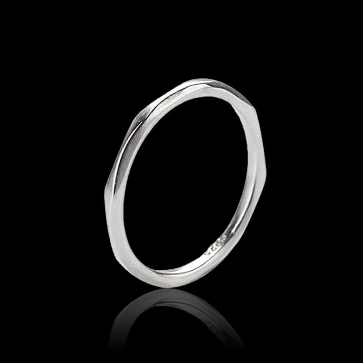 Diamond-Faceted 925 Sterling Silver Couple Ring 01 | RoyalLuster.com
