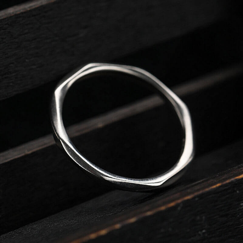 Diamond-Faceted 925 Sterling Silver Couple Ring 04 | RoyalLuster.com