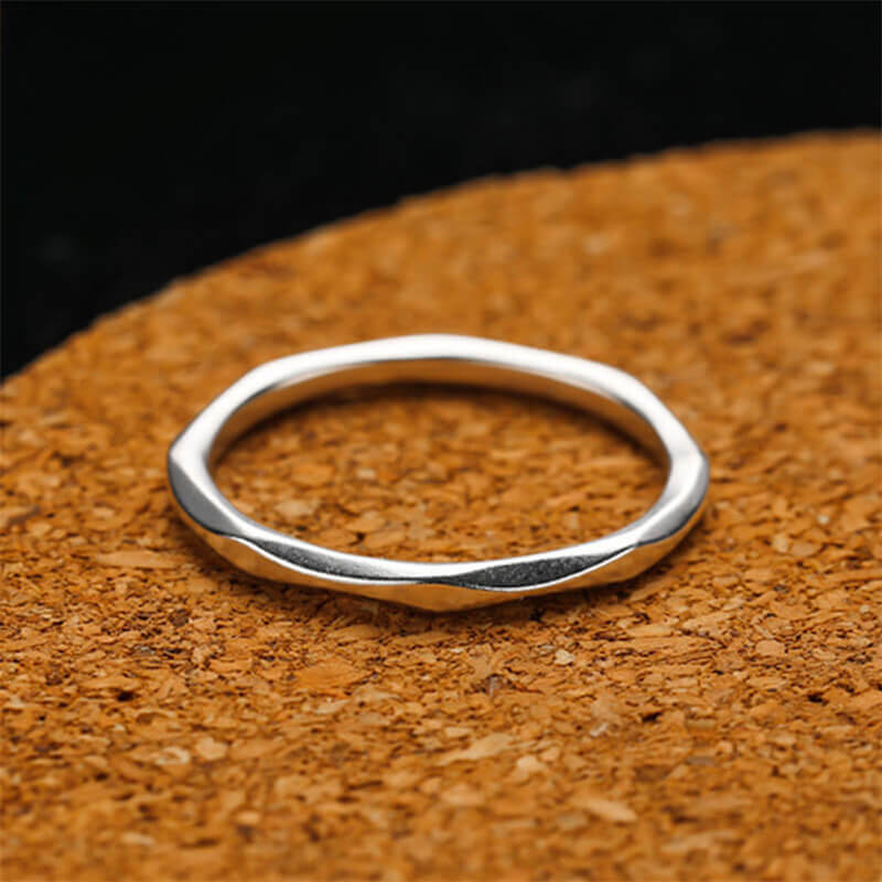 Diamond-Faceted 925 Sterling Silver Couple Ring 02 | RoyalLuster.com