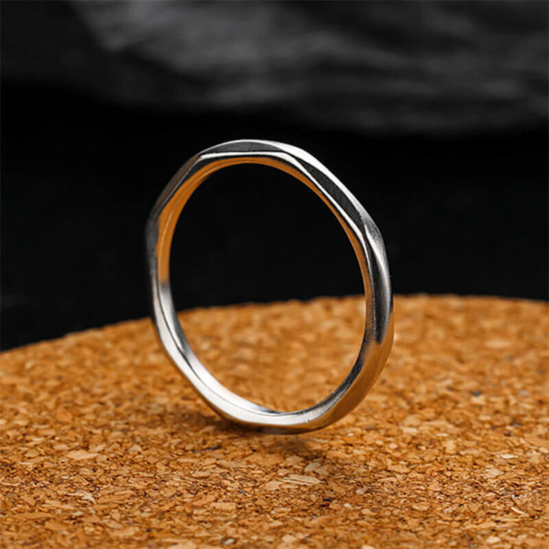Diamond-Faceted 925 Sterling Silver Couple Ring 03 | RoyalLuster.com