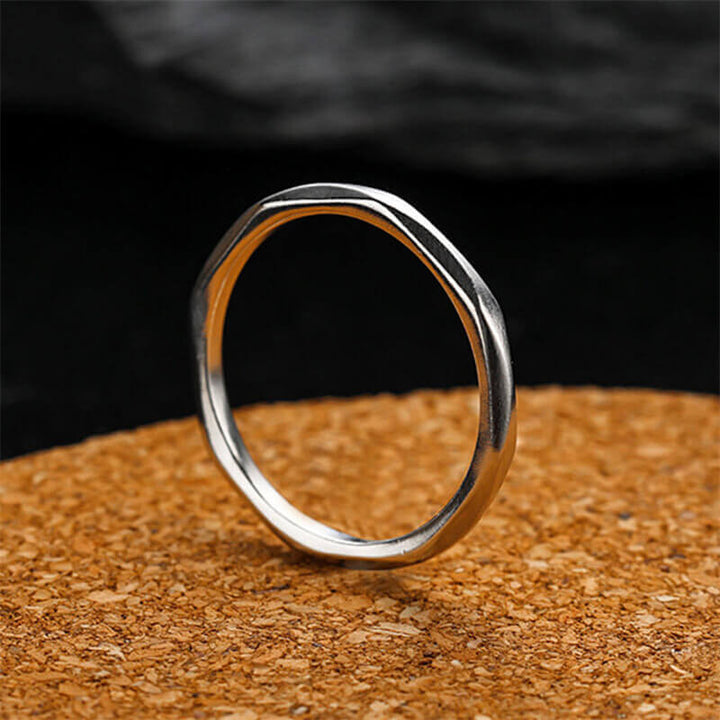 Diamond-Faceted 925 Sterling Silver Couple Ring 03 | RoyalLuster.com