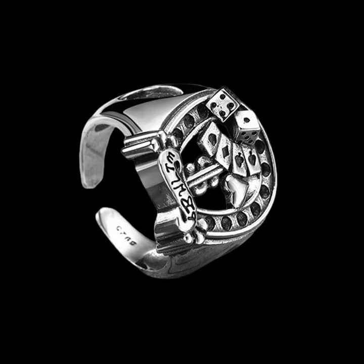 Dollar Poker Dice 925 Sterling Silver Open Ring 02 | RoyalLuster.com