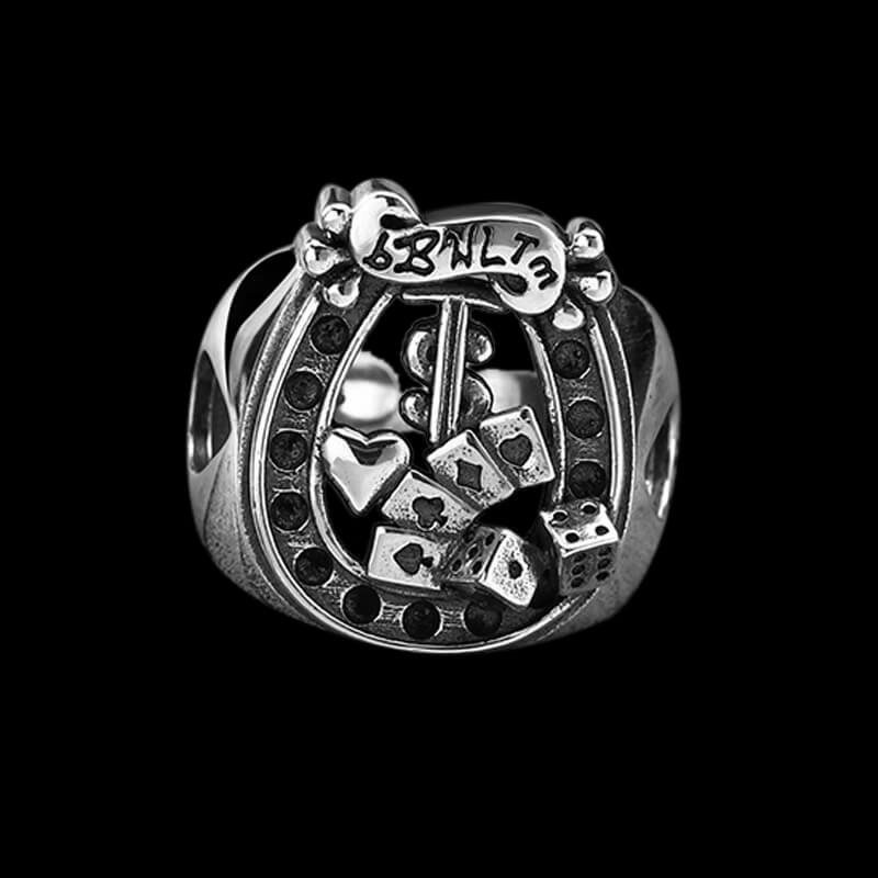 Dollar Poker Dice 925 Sterling Silver Open Ring 04 | RoyalLuster.com