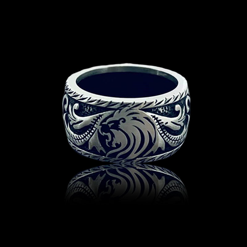 Domineer Lion 925 Sterling Silver Animal Ring