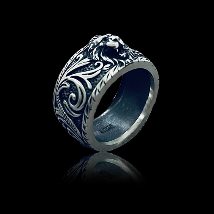 Domineer Lion 925 Sterling Silver Animal Ring