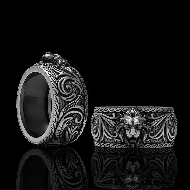 Domineer Lion 925 Sterling Silver Animal Ring