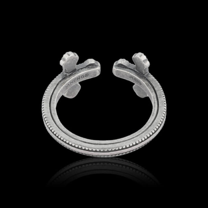 Double Cross 925 Sterling Silver Open Ring 04 | RoyalLuster.com
