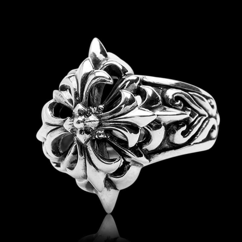 Double Cross Flower 925 Sterling Silver Open Ring