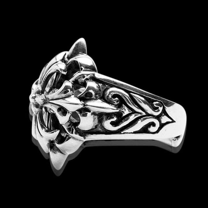 Double Cross Flower 925 Sterling Silver Open Ring
