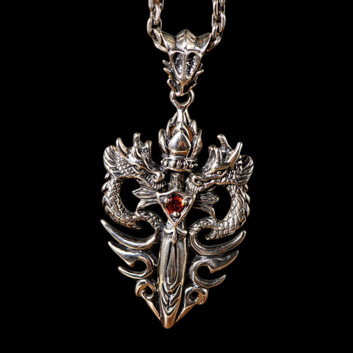 Double Dragon Cross 925 Sterling Silver Pendant 01 | RoyalLuster.com