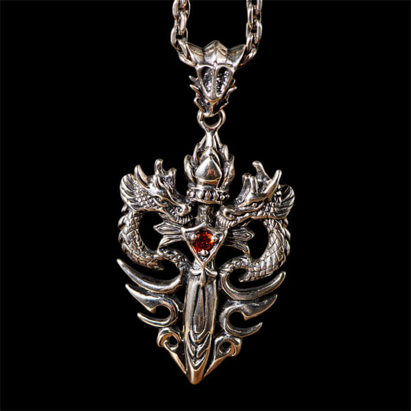 Double Dragon Cross 925 Sterling Silver Pendant 03 | RoyalLuster.com