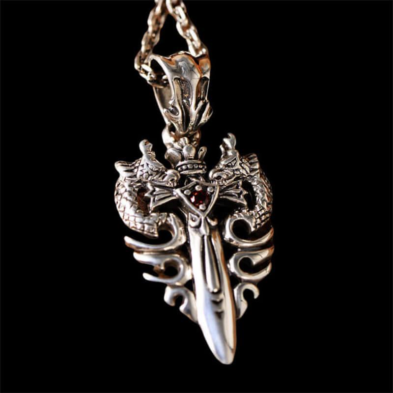 Double Dragon Cross 925 Sterling Silver Pendant 05 | RoyalLuster.com